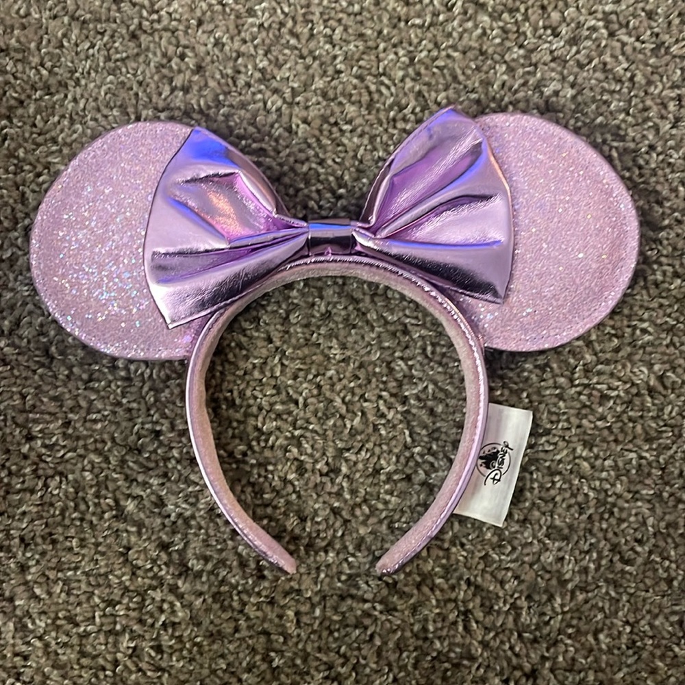 Disney Parks Lilac Metallic Sparkle Glitter Minnie Mouse Ears